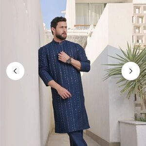 Navy Blue Embroidered Kurta